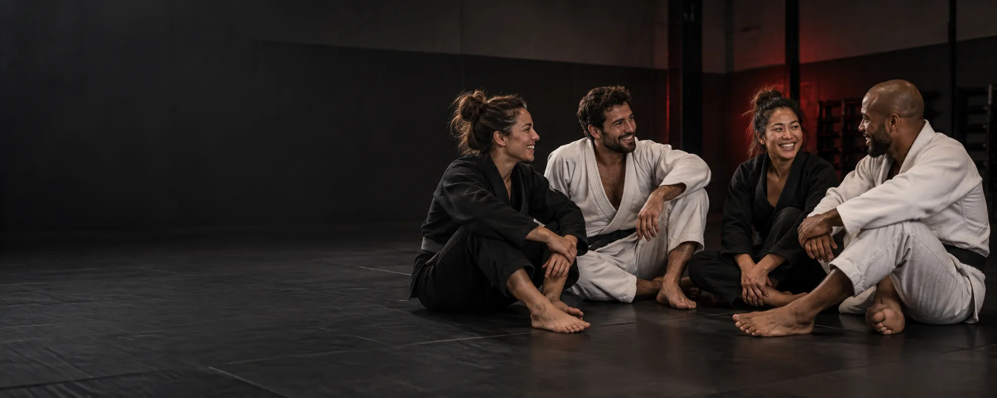 Jiu-jitsu teammates together after training