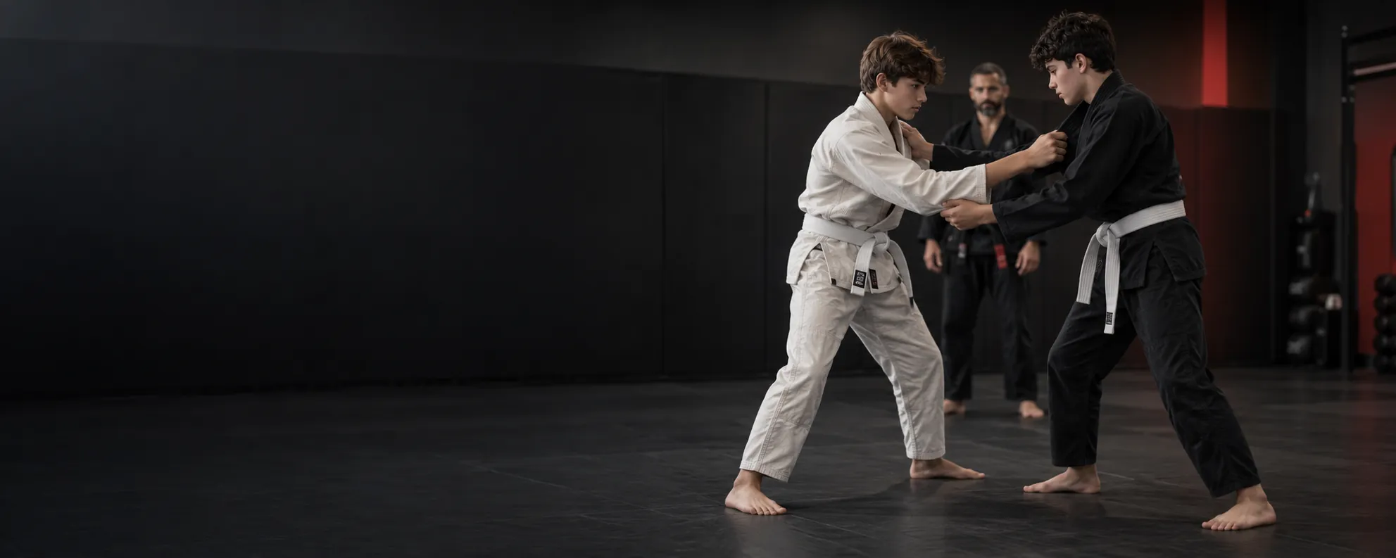teens practicing jiu-jitsu